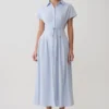 Vestido midi de lino con botones Aysha – Azul aciano Vestido midi de lino con botones Aysha – Azul aciano