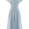 Vestido midi de lino con botones Aysha – Azul aciano Vestido midi de lino con botones Aysha – Azul aciano