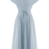 Vestido midi de lino con botones Aysha – Azul aciano Vestido midi de lino con botones Aysha – Azul aciano