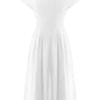 Vestido midi de lino con botones Aysha – Blanco Vestido midi de lino con botones Aysha – Blanco