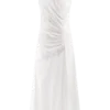 Vestido midi de lino fruncido Dante – Blanco Vestido midi de lino fruncido Dante – Blanco