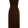 Vestido midi de malla fruncida Willa – Chocolate Vestido midi de malla fruncida Willa – Chocolate