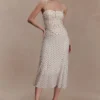 Vestido midi de malla fruncida Willa – Lunares Vestido midi de malla fruncida Willa – Lunares