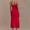 Vestido midi de malla fruncida Willa – Rubí Vestido midi de malla fruncida Willa – Rubí