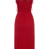Vestido midi de malla fruncida Willa – Rubí Vestido midi de malla fruncida Willa – Rubí