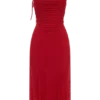 Vestido midi de malla fruncida Willa – Rubí Vestido midi de malla fruncida Willa – Rubí