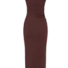 Vestido midi de modal con un solo hombro Anastasia – Caoba