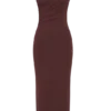 Vestido midi de modal con un solo hombro Anastasia – Caoba