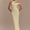 Vestido midi de modal de un solo hombro Anastasia – Limón pálido Vestido midi de modal de un solo hombro Anastasia – Limón pálido