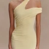 Vestido midi de modal de un solo hombro Anastasia – Limón pálido Vestido midi de modal de un solo hombro Anastasia – Limón pálido