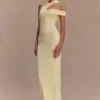 Vestido midi de modal de un solo hombro Anastasia – Limón pálido Vestido midi de modal de un solo hombro Anastasia – Limón pálido
