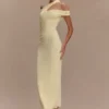 Vestido midi de modal de un solo hombro Anastasia – Limón pálido Vestido midi de modal de un solo hombro Anastasia – Limón pálido