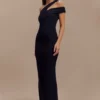 Vestido midi de modal de un solo hombro Anastasia – Negro