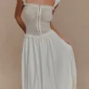Vestido midi de punto calado Tahlia – Blanco Vestido midi de punto calado Tahlia – Blanco
