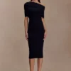 Vestido midi de punto con mezcla de cachemira de Zandie – Negro Vestido midi de punto con mezcla de cachemira de Zandie – Negro