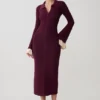 Vestido midi de punto con volantes Amirose – Ciruela Vestido midi de punto con volantes Amirose – Ciruela
