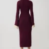 Vestido midi de punto con volantes Amirose – Ciruela Vestido midi de punto con volantes Amirose – Ciruela