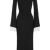 Vestido midi de punto con volantes Amirose – Negro Vestido midi de punto con volantes Amirose – Negro