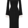Vestido midi de punto con volantes Amirose – Negro Vestido midi de punto con volantes Amirose – Negro