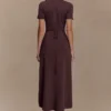 Vestido midi de punto de manga corta Pearson – Chocolate Vestido midi de punto de manga corta Pearson – Chocolate