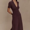 Vestido midi de punto de manga corta Pearson – Chocolate Vestido midi de punto de manga corta Pearson – Chocolate