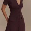 Vestido midi de punto de manga corta Pearson – Chocolate Vestido midi de punto de manga corta Pearson – Chocolate