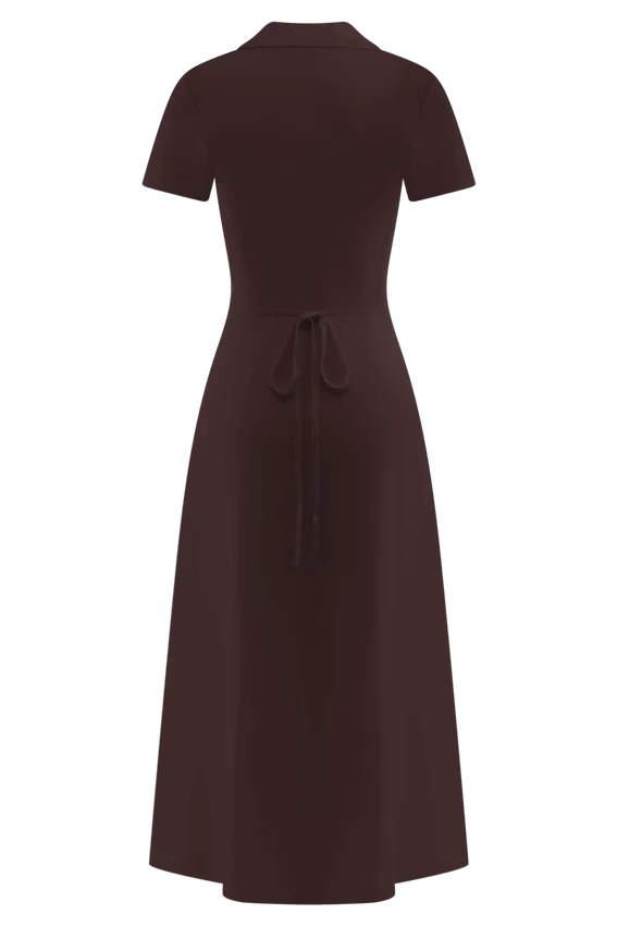Vestido midi de punto de manga corta Pearson – Chocolate Vestido midi de punto de manga corta Pearson – Chocolate