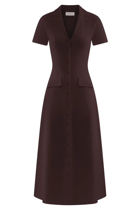 Vestido midi de punto de manga corta Pearson – Chocolate Vestido midi de punto de manga corta Pearson – Chocolate