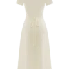 Vestido midi de punto de manga corta Pearson – Marfil