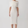Vestido midi de punto de mezcla de cachemira Zandie – Marfil Vestido midi de punto de mezcla de cachemira Zandie – Marfil