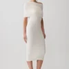 Vestido midi de punto de mezcla de cachemira Zandie – Marfil Vestido midi de punto de mezcla de cachemira Zandie – Marfil