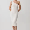 Vestido midi de punto de mezcla de cachemira Zandie – Marfil Vestido midi de punto de mezcla de cachemira Zandie – Marfil