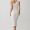 Vestido midi de punto de mezcla de cachemira Zandie – Marfil Vestido midi de punto de mezcla de cachemira Zandie – Marfil