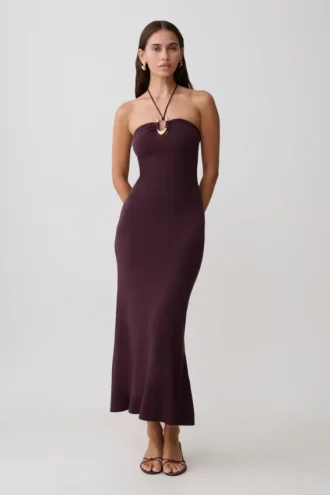 Vestido midi de punto Dimitri – Chocolate