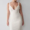 Vestido midi de punto vendaje Gia – Marfil Vestido midi de punto vendaje Gia – Marfil