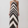Vestido midi de satén con cuello halter Hope – Negro/Blanco Vestido midi de satén con cuello halter Hope – Negro/Blanco