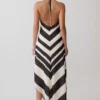 Vestido midi de satén con cuello halter Hope – Negro/Blanco Vestido midi de satén con cuello halter Hope – Negro/Blanco