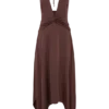 Vestido midi de satén con escote pronunciado Cyra – Chocolate oscuro Vestido midi de satén con escote pronunciado Cyra – Chocolate oscuro
