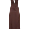 Vestido midi de satén con escote pronunciado Cyra – Chocolate oscuro Vestido midi de satén con escote pronunciado Cyra – Chocolate oscuro
