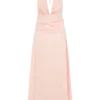 Vestido midi de satén con escote pronunciado Cyra – Melocotón Vestido midi de satén con escote pronunciado Cyra – Melocotón