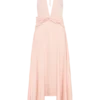 Vestido midi de satén con escote pronunciado Cyra – Melocotón Vestido midi de satén con escote pronunciado Cyra – Melocotón