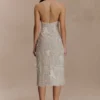 Vestido midi de seda con encaje y cuello halter Lenore – Marfil Vestido midi de seda con encaje y cuello halter Lenore – Marfil