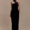 Vestido midi de terciopelo Mattea con pañuelo – Chocolate Vestido midi de terciopelo Mattea con pañuelo – Chocolate