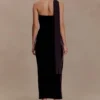 Vestido midi de terciopelo Mattea con pañuelo – Chocolate Vestido midi de terciopelo Mattea con pañuelo – Chocolate