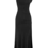 Vestido midi de un solo hombro de jersey peinado Chloe – Negro Vestido midi de un solo hombro de jersey peinado Chloe – Negro