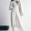 Vestido midi entallado tipo camisa Dorian – Blanco