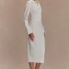 Vestido midi entallado tipo camisa Dorian – Blanco