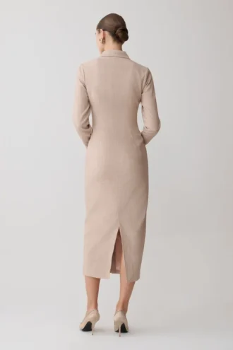 Vestido midi entallado tipo camisa Dorian – Grano jaspeado