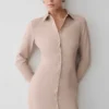 Vestido midi entallado tipo camisa Dorian – Grano jaspeado Vestido midi entallado tipo camisa Dorian – Grano jaspeado