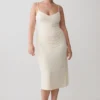 Vestido midi fruncido de jersey Vina – Marfil Vestido midi fruncido de jersey Vina – Marfil